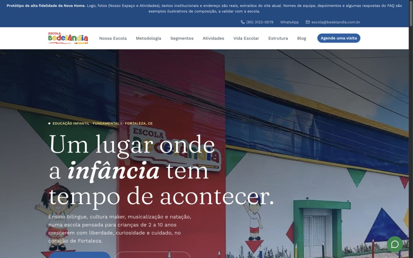 Prévia do site Escola Bedelândia